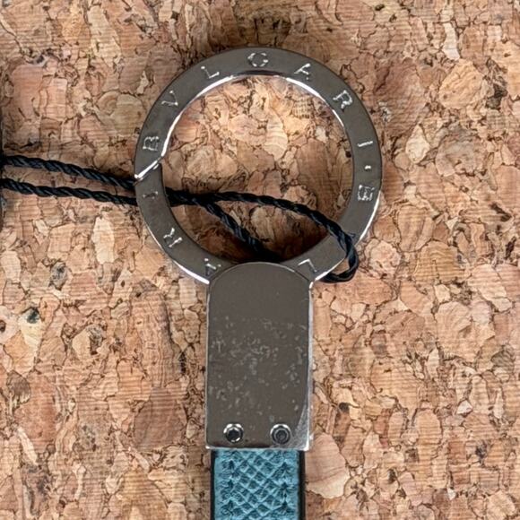BVLGARI Bulgari Mens Turquoise Calf Leather Keychain Strap w/ Gift Box - Picture 4 of 10